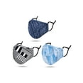 thumbnail image 1 of Large 2 Layers Men Cloth Face Mask Reusable Washable with Adjustable Nose Wire and Ear Loops, 3 Pack_Stripes/Check/Maze, 1 of 7