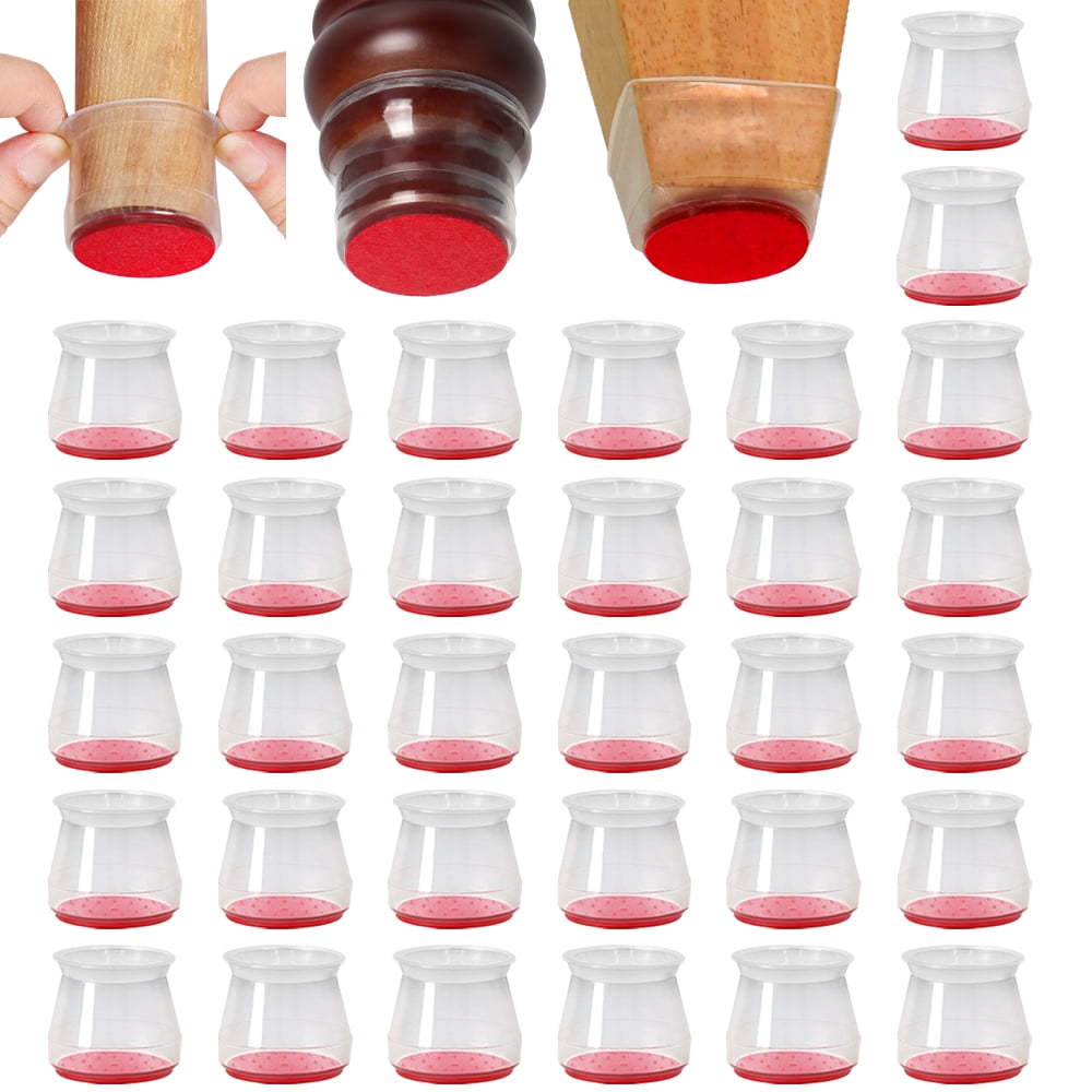 Clear Sliders, 32Pcs Silicone Chair Leg Cover, Chair Leg Floor