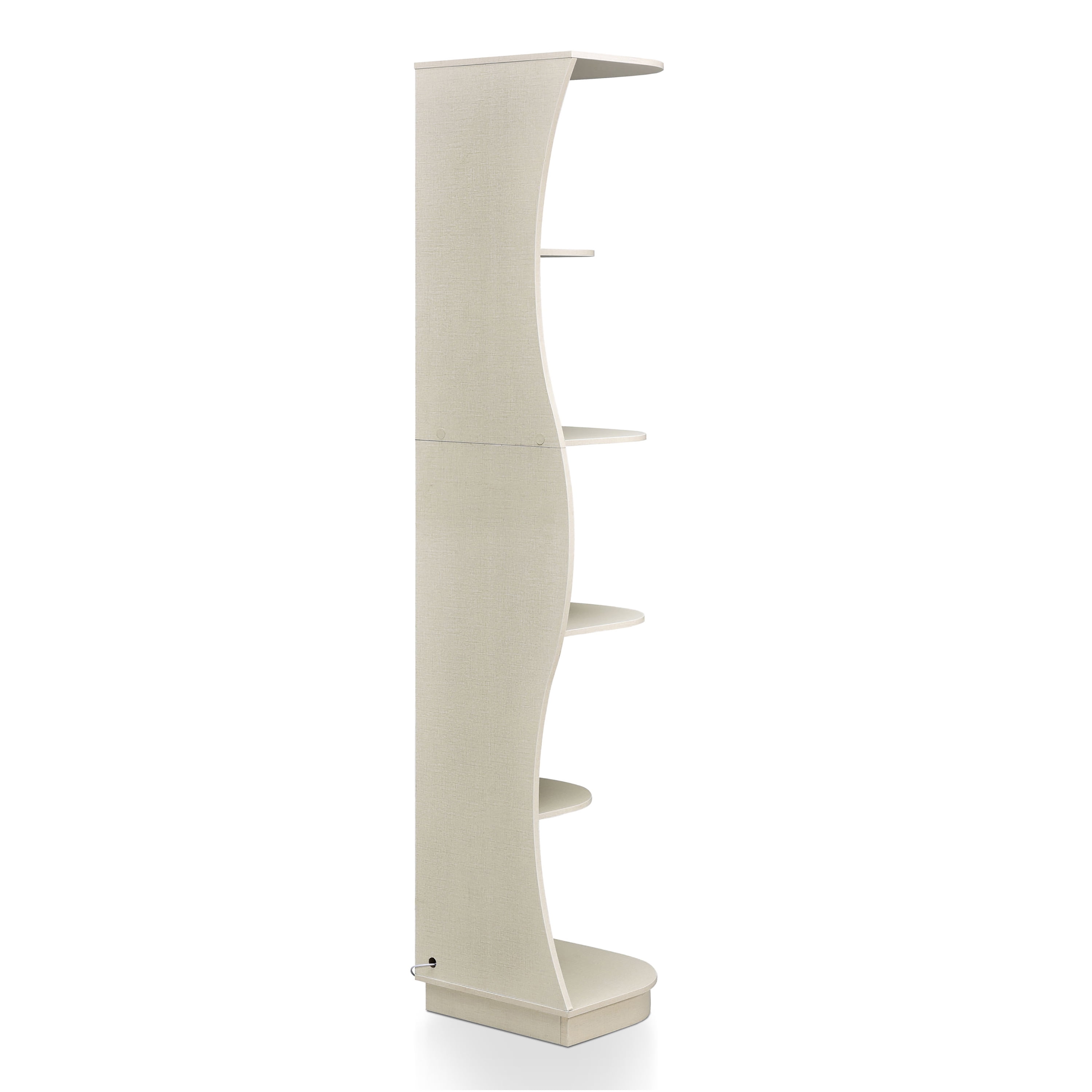 Furniture of America Wilton Adult Contemporary 5-Shelf Corner Bookcase with LED Light, Cream