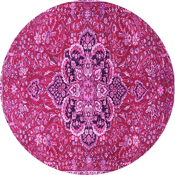 Ahgly Company Indoor Round Medallion Pink Traditional Area Rugs, 8' Round