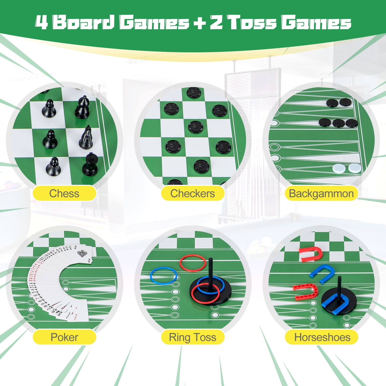 Topbuy 12-In-1 Game Table 48 Inch Combo Game Table w/ Billiards Foosball Ping Pong Hockey Shuffleboard