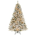 thumbnail image 1 of Costway 7 FT Pre-Lit Christmas Tree 3-Minute Quick Shape Flocked Decor with 450 LED Lights, 1 of 10