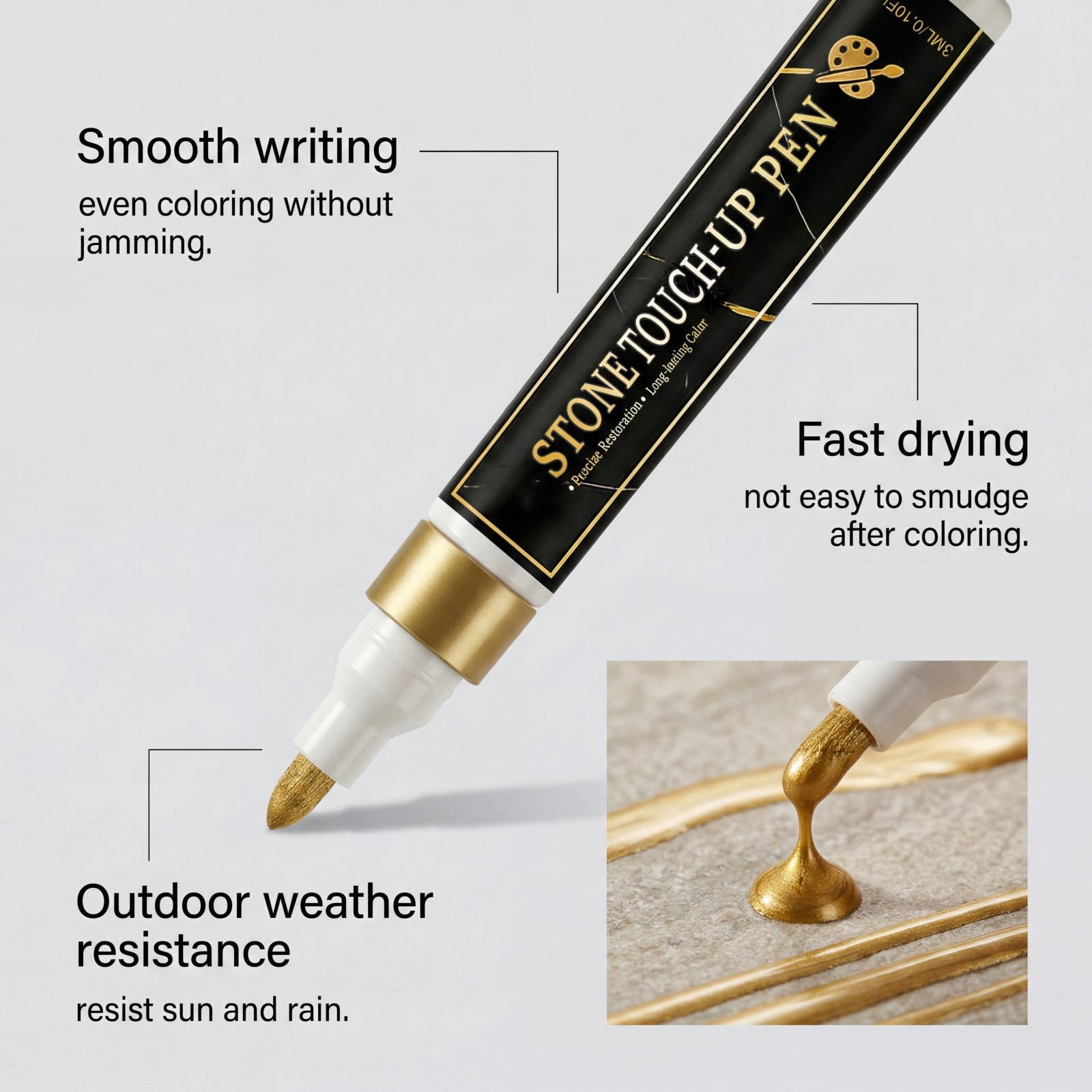5Pcs Golden Tombstone Marker Pen, Yannianjz Tombstone Marker Pen, Golden Fade-Resistant Inscription Repair Tool, Grave Marker Restoration Pen for Memorials, Headstones, Stone Engravings