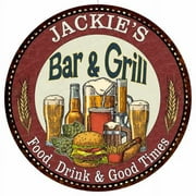 JACKIE'S Bar and Grill 12" Round Metal Sign Kitchen Wall Decor 200120020297