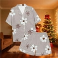 thumbnail image 7 of Dreluolixuan Couple Pajamas Short Sleeve Collar Soft Shirt Elastic Waist Pants Graphic Fall His and Hers Nightwear with Pocket, 7 of 7