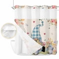thumbnail image 2 of Spring Gnomes Floral No Hook Shower Curtain Waterproof,Bathroom Curtains with Snap in Liners and See Through Top Window,Pink Tulip Botanical Beige Burlap Hotel Style Bathtub Curtains Shower 72"Wx78"L, 2 of 8