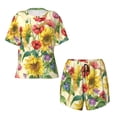 thumbnail image 2 of Yiaed Sunflower Cornflower Poppy Print Short Sleeve Pajama Sets for Women Casual Crew Neck 2 Piece Lounge Sets Women's Short-Sleeved Pajama-Small, 2 of 5