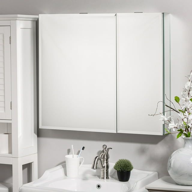 Lowestbest Bathroom Mirror Cabinet, Wall Mounted Aluminum Medicine Cabinet, Adjustable Shelves for Bathroom and Kitchen