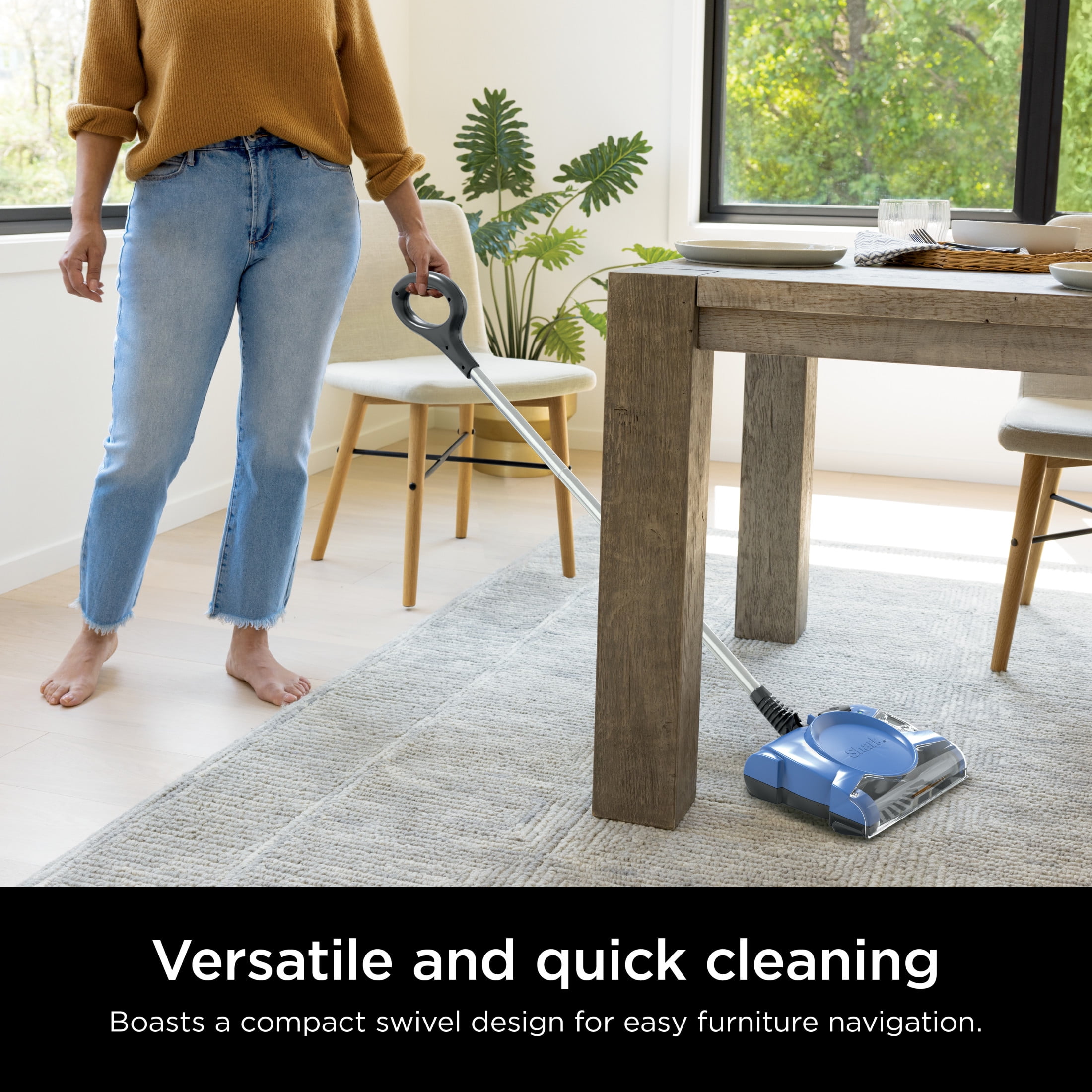 (2 pack) Shark Cordless Carpet & Floor Sweeper, 10-in. Cleaning Path, Motorized Brushroll, Pet Hair, V2700Z Blue