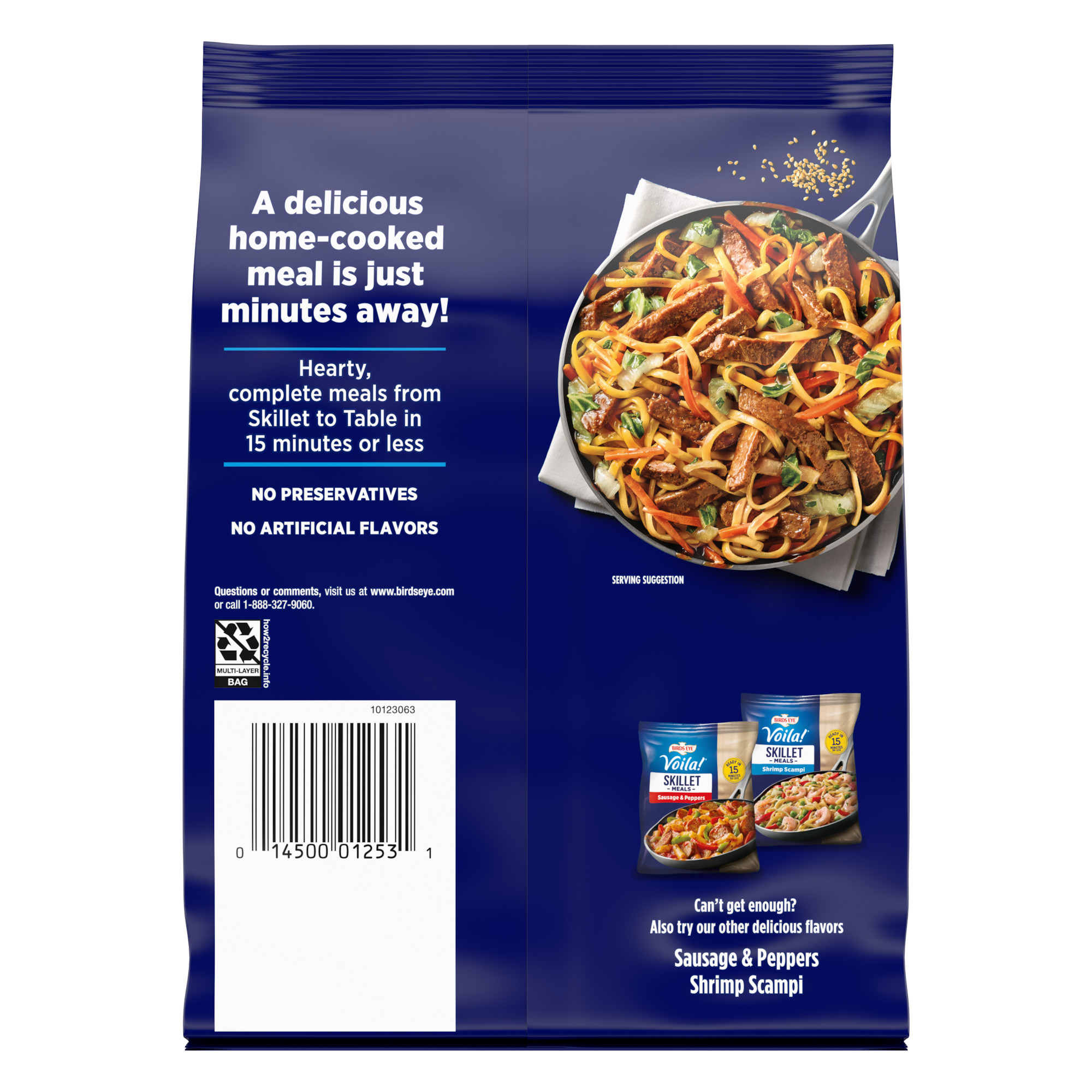 Birds Eye Voila! Beef Lo Mein Skillet Frozen Meal, 21 oz (Frozen