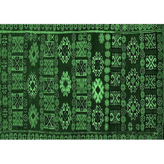 Ahgly Company Indoor Rectangle Southwestern Emerald Green Country Area Rugs, 2' x 4'