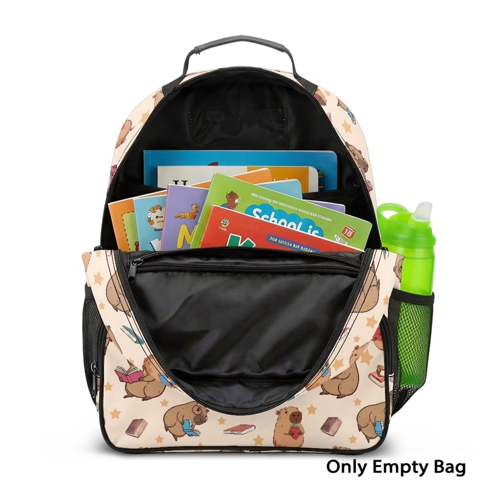 Pzuqiu Cute Capybara Print 13.5 Inch Preschool Backpack for Toddlers Kids Breathable School Bookbag with Adjustable Straps Multi Pockets Casual Daypack for Kindergarten