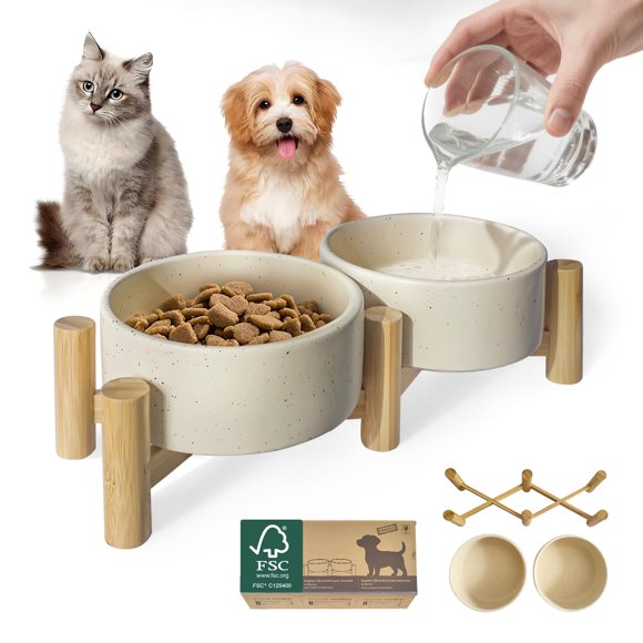 Cuenco elevado para perros y gatos, cerámica con forma de homish, 800 ml