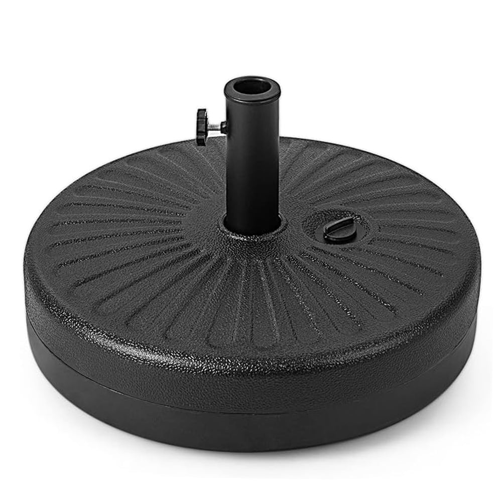 Abble 80 lbs Patio Umbrella Base Heavy Duty HDPE Circular Water and Sand Fillable Umbrella Stand for Yard Garden Poolside 20" Round in Black