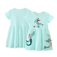 thumbnail image 2 of AJZIOJIRO Robe Décontractée pour Filles Tout-Petits Robe Simple Couleur Unie Imprimée pour Enfants Été Adorable Robe Ample Col Rond, 2 of 9