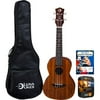 Luna UKE TC MAH Tattoo Concert Mahogany Ukulele with Gig Bag Satin Natural Bundle with Mel Bay Guitar Chord Book with Online Video Instruction and Premium 2 YR CPS Enhanced Protection Pack