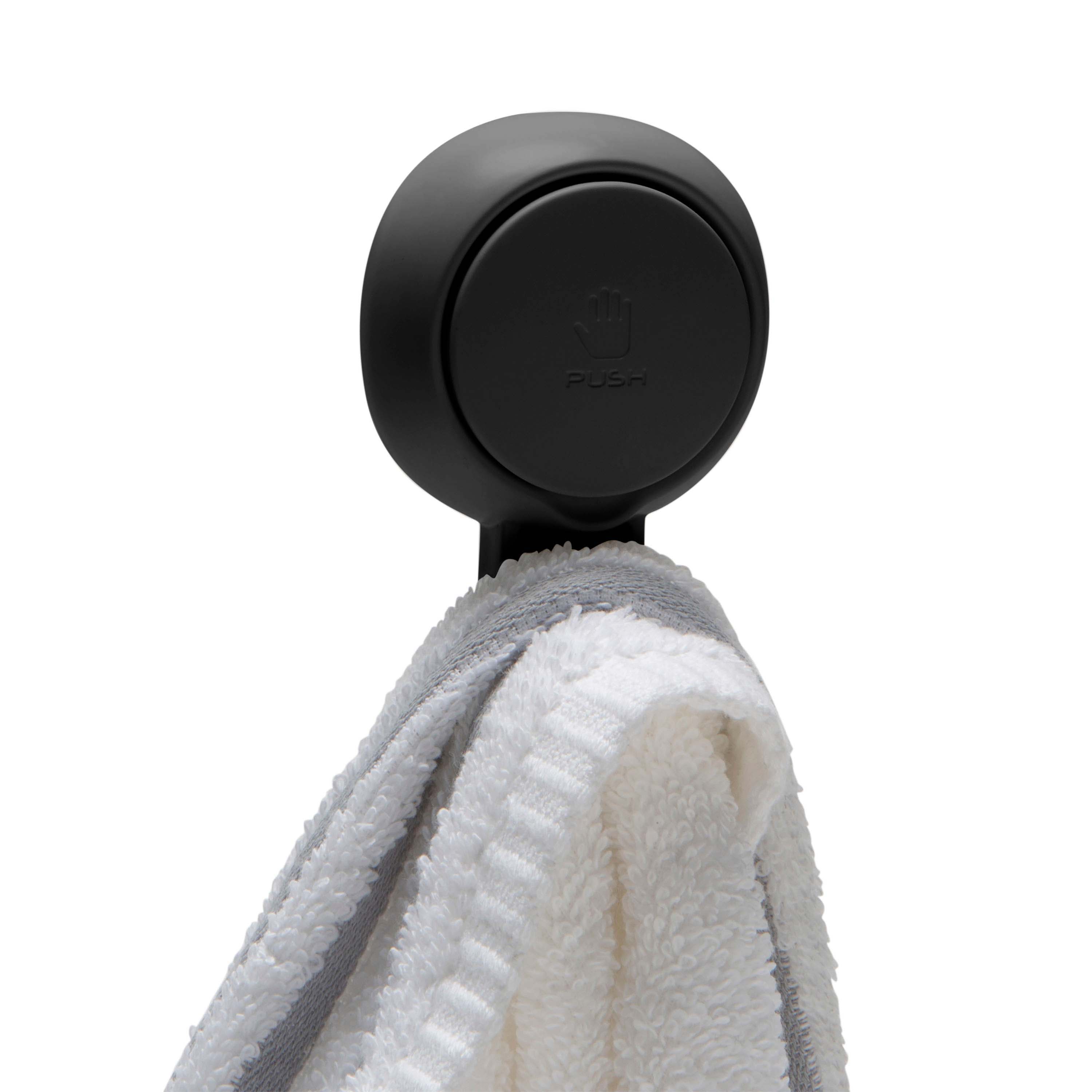 Bath Bliss 4 Pack Gel-Suction Power Hooks in Matte Black