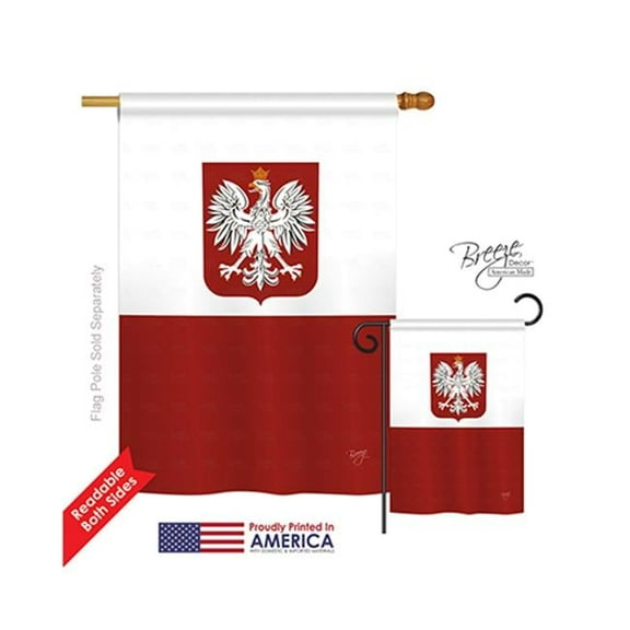 Breeze Decor 08078 Poland 2-Sided Vertical Impression House Flag - 28 x 40 in.