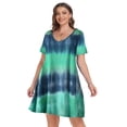 thumbnail image 2 of VEPKUL V Neck Short Sleeve Casual Swing T Shirt Dress with Pockets Plus Size Dresses for Women T05-Navy_5X, 2 of 8