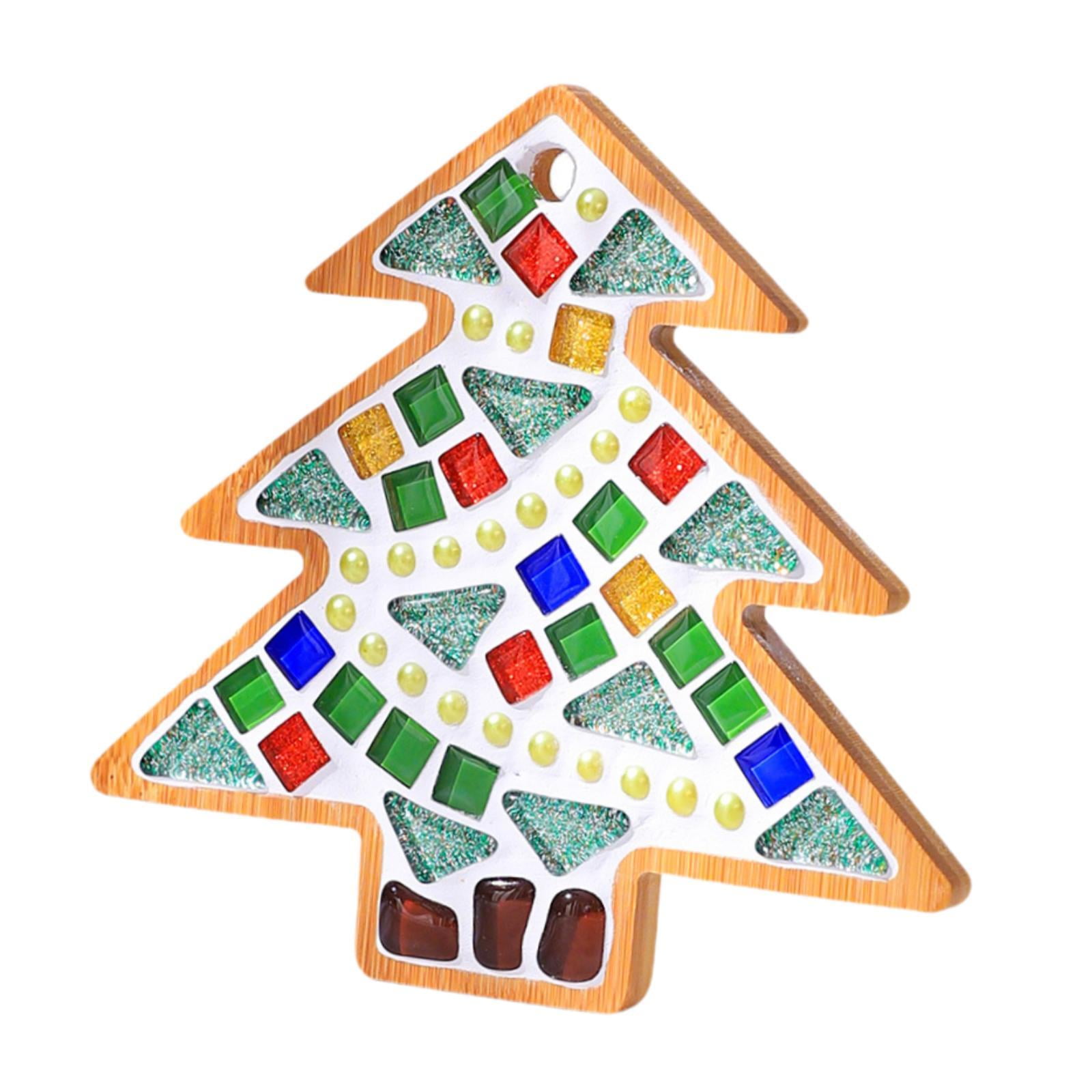 Mosaic Coaster Craft Kit DIY Tiles Handmade Christmas Tree Design for Kids and Adults Holiday Home Decor