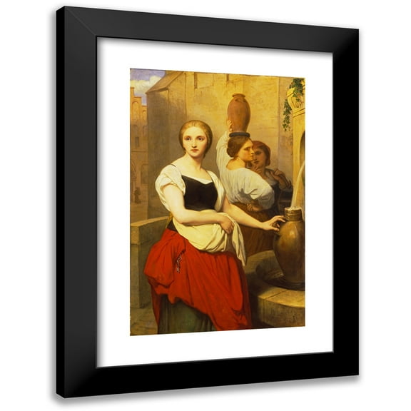 Ary Scheffer 11x14 Black Modern Framed Museum Art Print Titled - Margaret at the Fountain (1858)