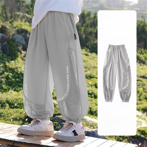 School Pants Straight Leg Fit Boys Casual Pants for Boys Teens Summer Clothes (Grey,6-7 Years)