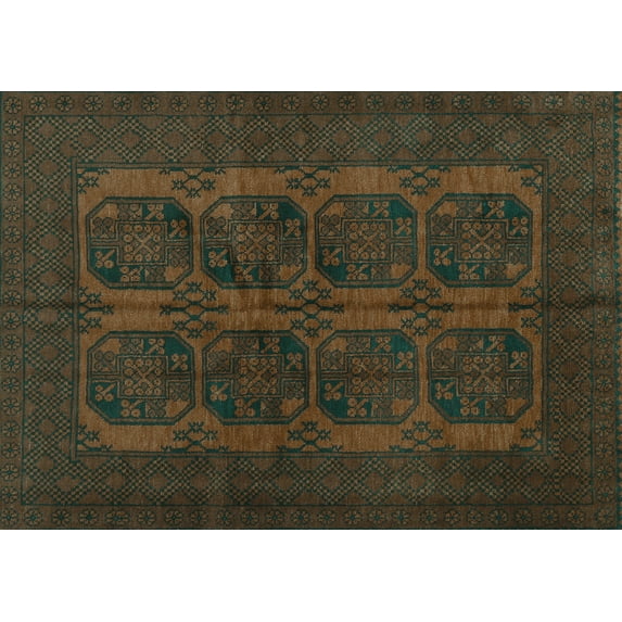 Ahgly Company Indoor Rectangle Persian Turquoise Blue Traditional Area Rugs, 5' x 8'