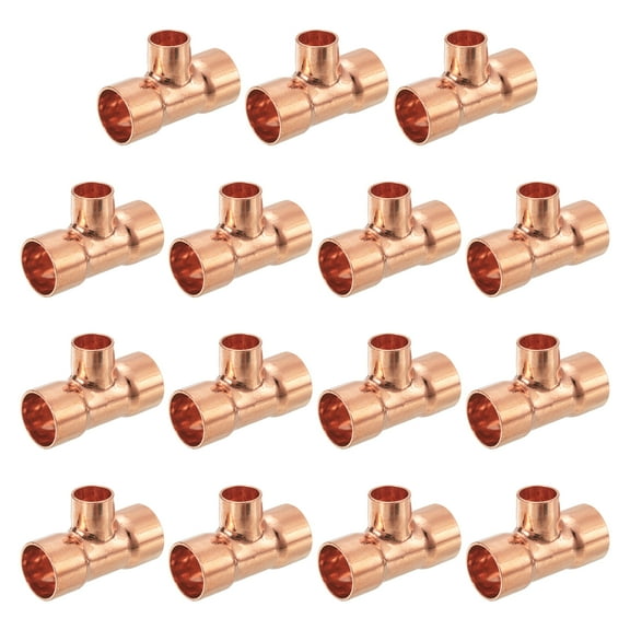 25Pcs 3/4" x 1/2" x 3/4" Copper Reducing Tee Pressure Pipe Fitting Connectors for Plumbing Supply & Refrigeration