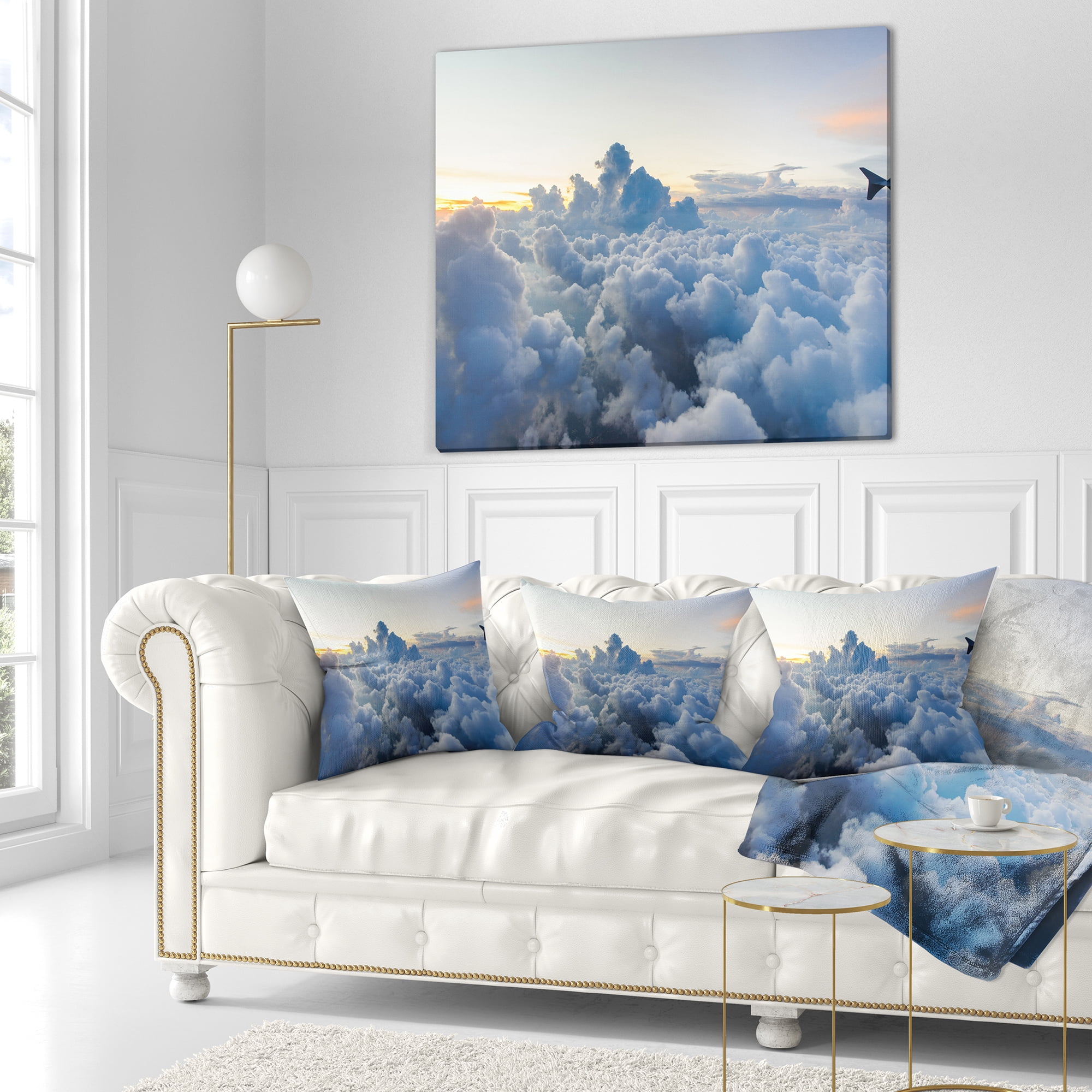 Designart Light Blue Heavy Clouds in Sky - Contemporary Landscape Printed Throw Pillow - 18x18