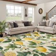 Vintage Lemon Area Rug 6'x9', Fruit Leaf Floral Beige Background ...