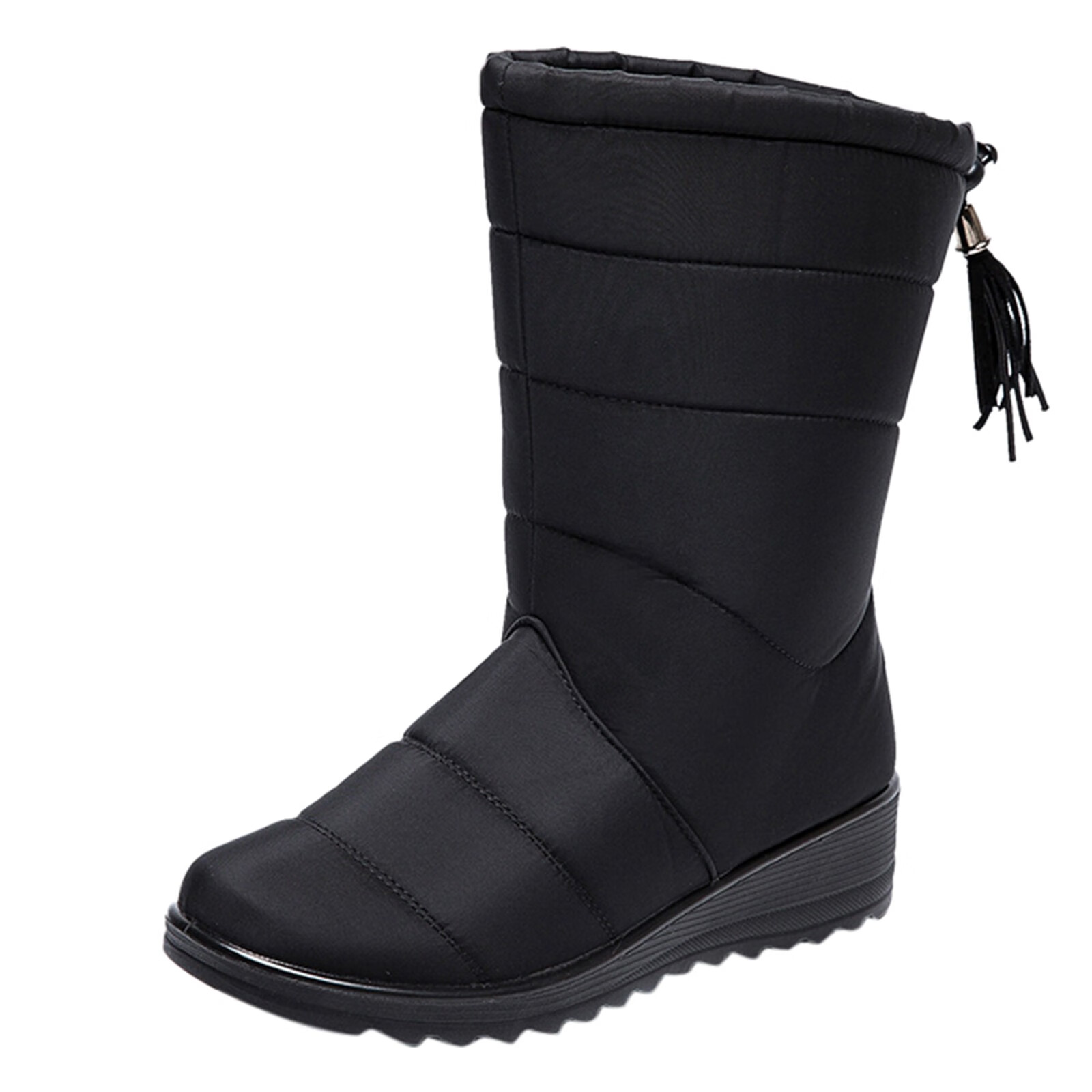 Women Winter Solid Color Keep Warm Shoes Middle Boots Plus Velvet Boot