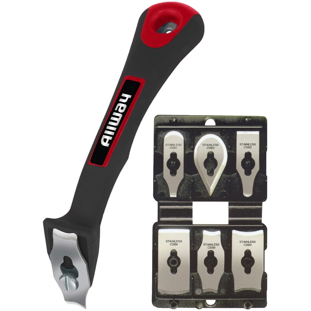 ALLWAY CS6 - Juego de raspadores de contorno de agarre suave con 6 cuchillas y lima de hoja