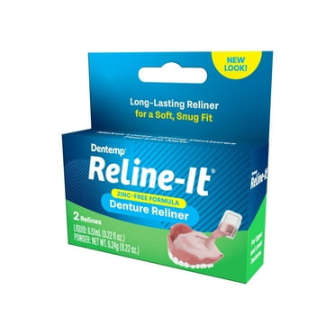 Dentemp Reline It Denture Reliner for Both Upper and Lower Dentures, 2 Ea