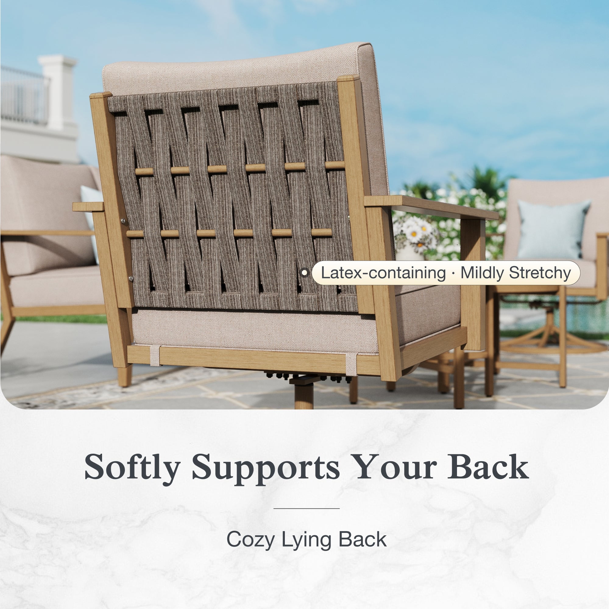 Sophia & William 5 Seat Patio Outdoor Furniture Set Wooden-like Conversation Set with Swivel Chairs & Coffee Table, Beige