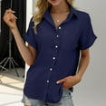 thumbnail image 2 of Womens Button Down Shirts Lapel Short Sleeve Shirt Collared Pocketed Casual Blouses Summer Tops, 2 of 6