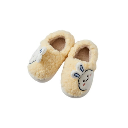 

Lacyhop Boys Winter Lightweight Fuzzy Slippers Cozy Fleece Warm Slipper Anti-Slip Fluffy Indoor Shoe Warm Shoes-yellow 3Y