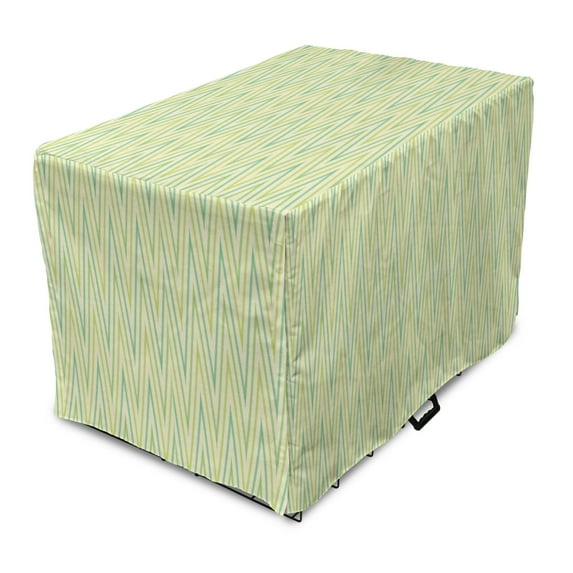 Geometric Dog Crate Cover, Repeating Zigzags in Pastel Tones Pattern, Easy to Use Pet Kennel Cover Small Dogs Puppies Kittens, 7 Sizes, Pale Green Cream, by Ambesonne