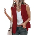 thumbnail image 1 of Chaleco Blazer Sin Mangas para Mujer, Informal, con Abertura Frontal, un Botón, Chaqueta de Verano con Bolsillos. Vino Tinto M, 1 of 6
