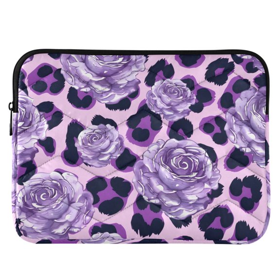 ALAZA Rose on Leopard Pattern Laptop Sleeve Case for 13-14 Inch Computer Cover Bag Medium