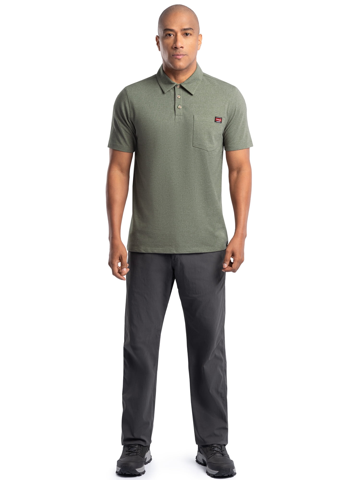 Wrangler Workwear Men's Performance Stretch Polo Short Sleeve Work Shirt, size S-3XL