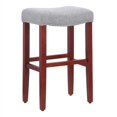 thumbnail image 2 of 29" Upholstered Saddle Seat Bar Stool (Set of 2) in Gray, 2 of 6