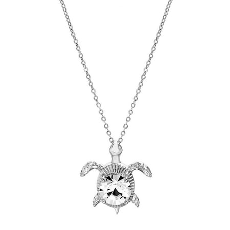 - Faceted Crystal Turtle Necklace in Sterling Silver made with Swarovski Crystals