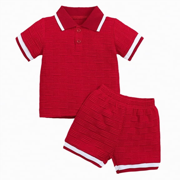 Hessimy Toddler Boy T-Shirt Shorts Sets 2pc Shorts Sets Lightweight Summer Casual Tees Pants Outfits Cute Crew Neck,Lightweight Fit(Red,6-9 Months)