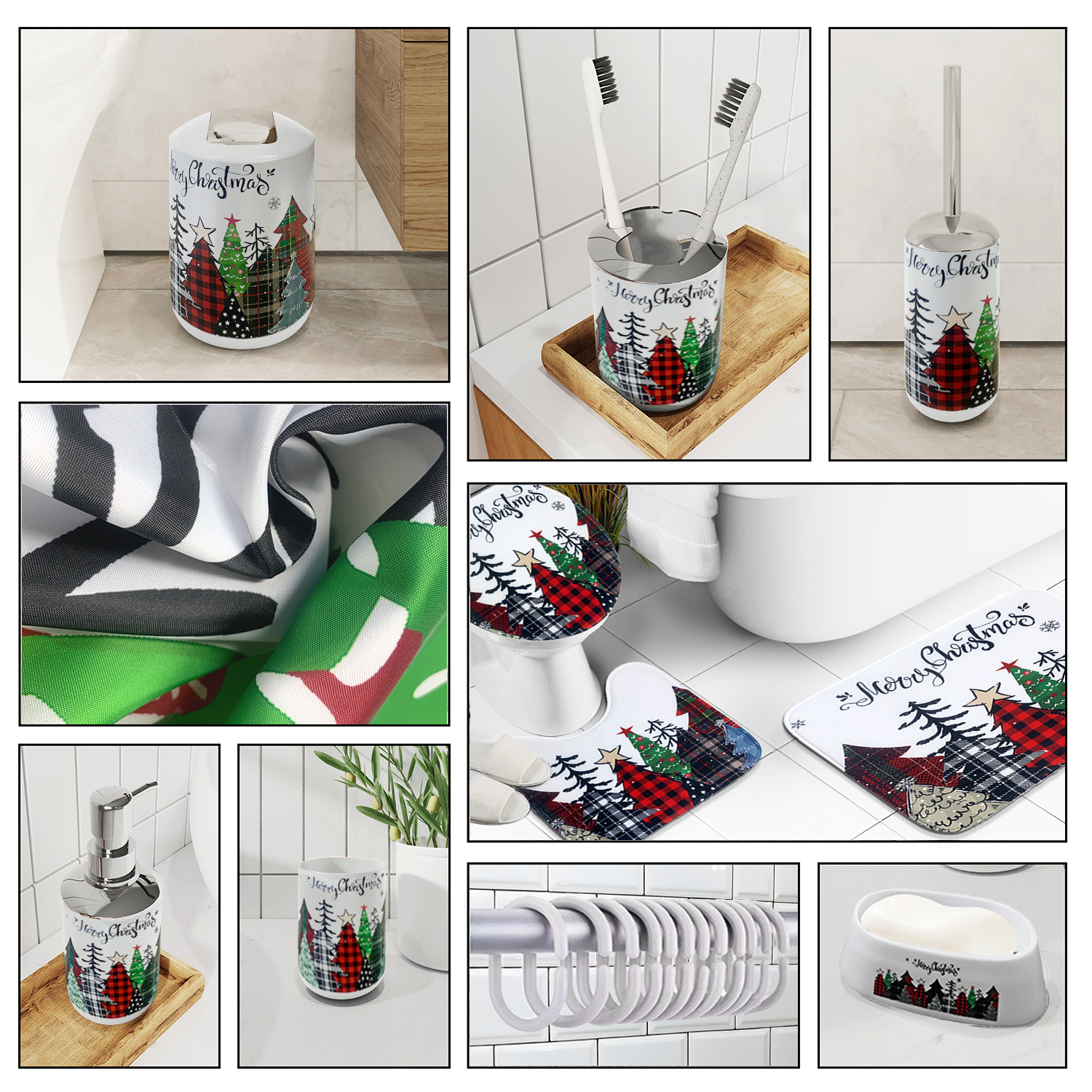 Hearth & Harbor 23 Piece Bathroom Accessories Set, Christmas Bathroom Decor Set with Bathroom Rugs