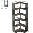 thumbnail image 5 of 6-Tier Corner Bookshelf 64.9 Inches Tall - Freestanding Dark Grey Storage Organizer With Anti-Drop Panel For Home Office Living Room, 5 of 7