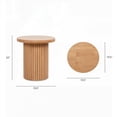 thumbnail image 2 of Kenzie 19.5" Fluted Pillar Round Side Table for Small Spaces - Light Natural Brown Rubberwood, 2 of 7