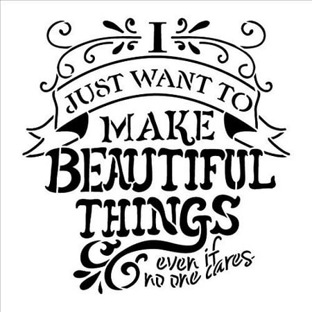 Make Beautiful Things Stencil by StudioR12 | Embellished Creative Word Art - Medium 8 x 8-inch Reusable Mylar Template | Painting, Chalk, Mixed Media | Use for Crafting, DIY Home Decor -