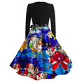 thumbnail image 4 of Felwors Robe de Thé Classique pour Femme de Noël à Manches Longues, Robe à Col en V avec Ceinture, Robe Évasée pour Cocktail et Fête, 4 of 4
