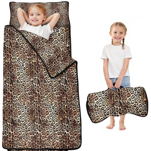 Brown and Black Leopard Print Toddler Nap Mats for Kids Preschool,Sleeping Mat Bag or Kids,Toddler Sleeping Bag,Toddler Nap Mat or Daycare