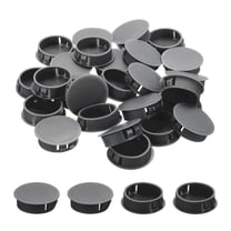 Uxcell 48Pcs Plastic Hole Plugs, 1 1/2" x 7/16"(DxH) Hole Cover Tubing End Cap for Round Holes(35mm), Table Chair Furniture, Black